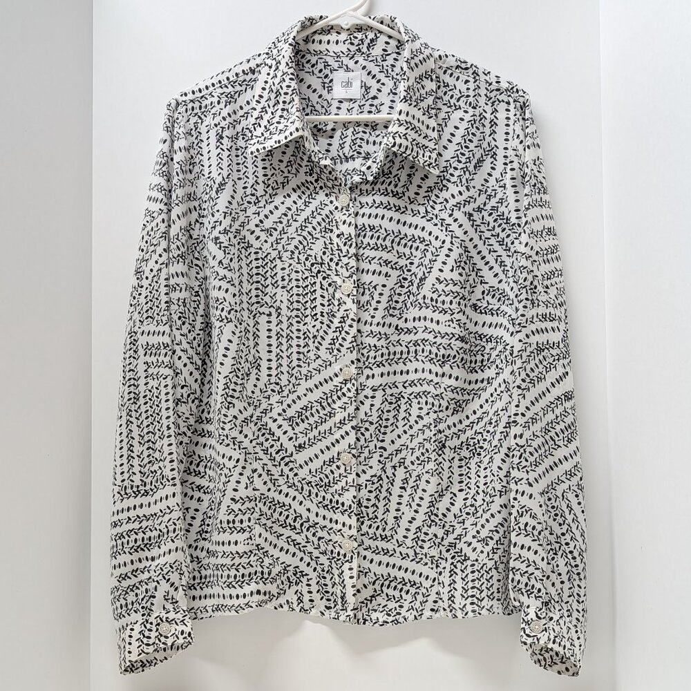 Cabi #3255 Split-Back Button Down Printed Blouse … - image 3